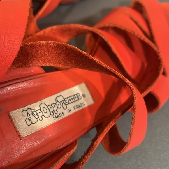 Vintage Hipoppotamus Red Leather Strappy Heels | Size 8.5M | Made in Brazil - Picture 8 of 10
